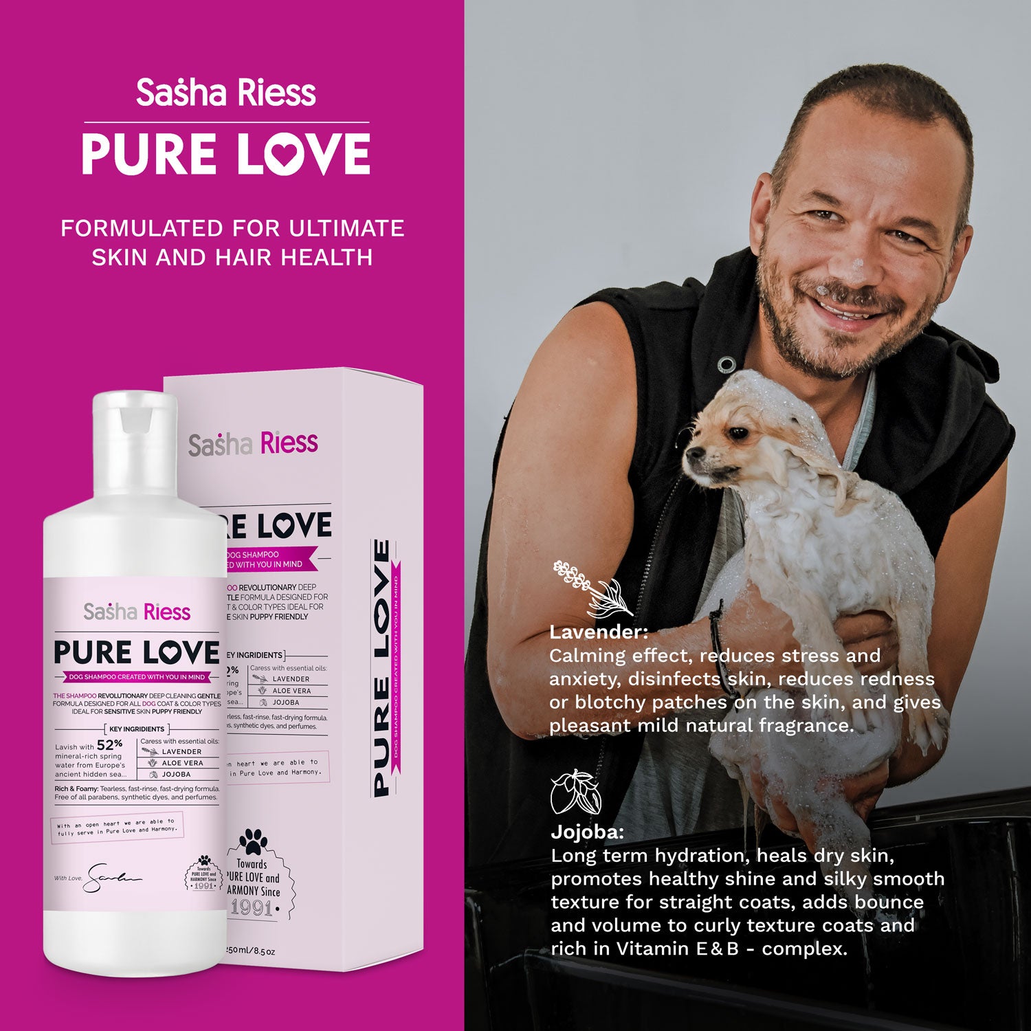 Pure Love Dog Shampoo by Sasha Riess - at petschoicesupply.com